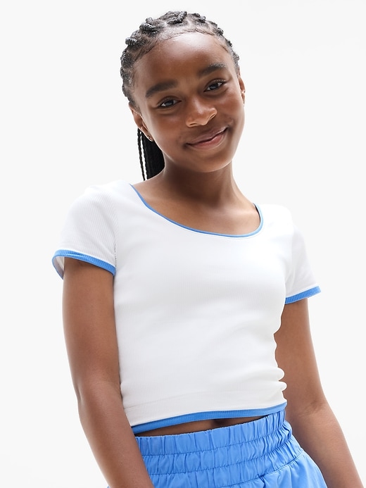 Image number 3 showing, Athleta Girl Rise Above Rib Crop Tee