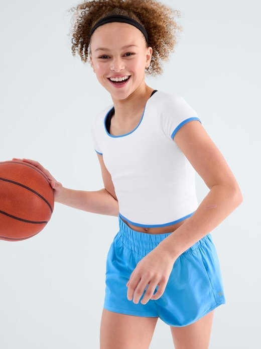 Image number 1 showing, Athleta Girl Rise Above Rib Crop Tee