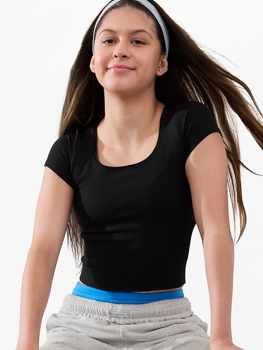 Image number 3 showing, Athleta Girl Rise Above Rib Crop Tee