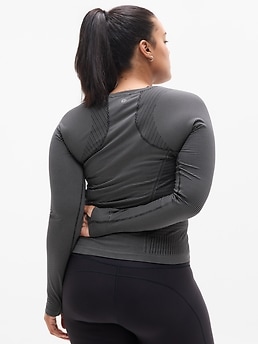 Athleta Momentum Seamless Top - Multi (Black Mini Stripe)
