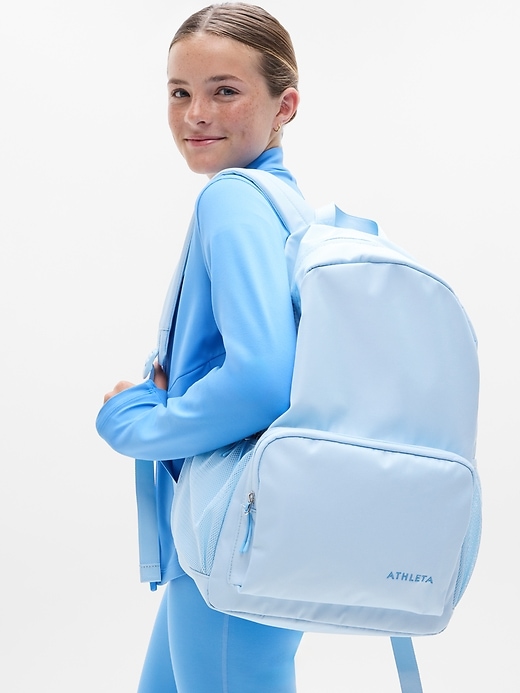 1 of 8 showing, with the color Mist Blue of product Athleta Girl Limitless Backpack