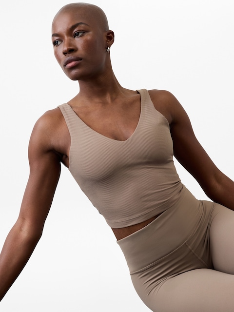 Transcend V Neck Rib Crop Sports Bra A-C