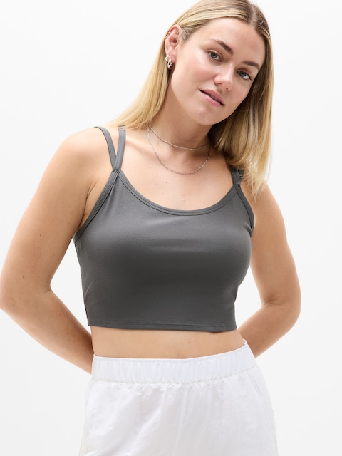 Signature Rib Double Strap Tank - Shadow Grey