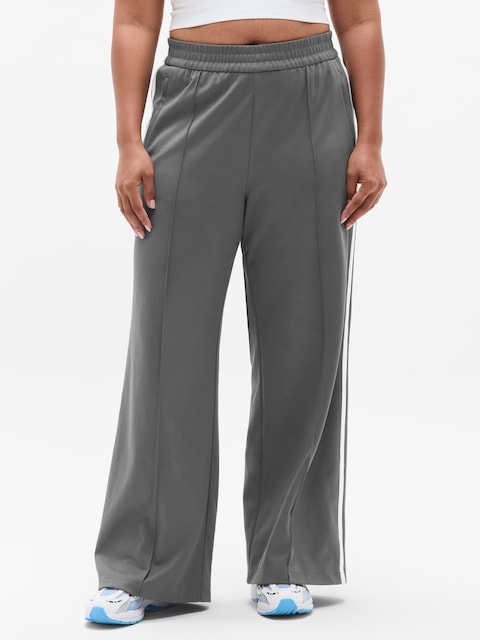 Tempo Mid Rise Wide Leg Track Pant - Shadow Grey/Bright White