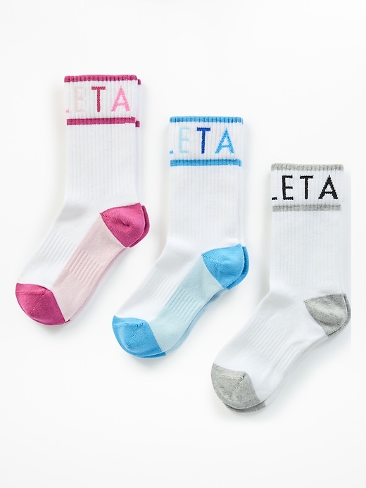 Image number 1 showing, Athleta Girl Everyday Crew Sock 3-Pack
