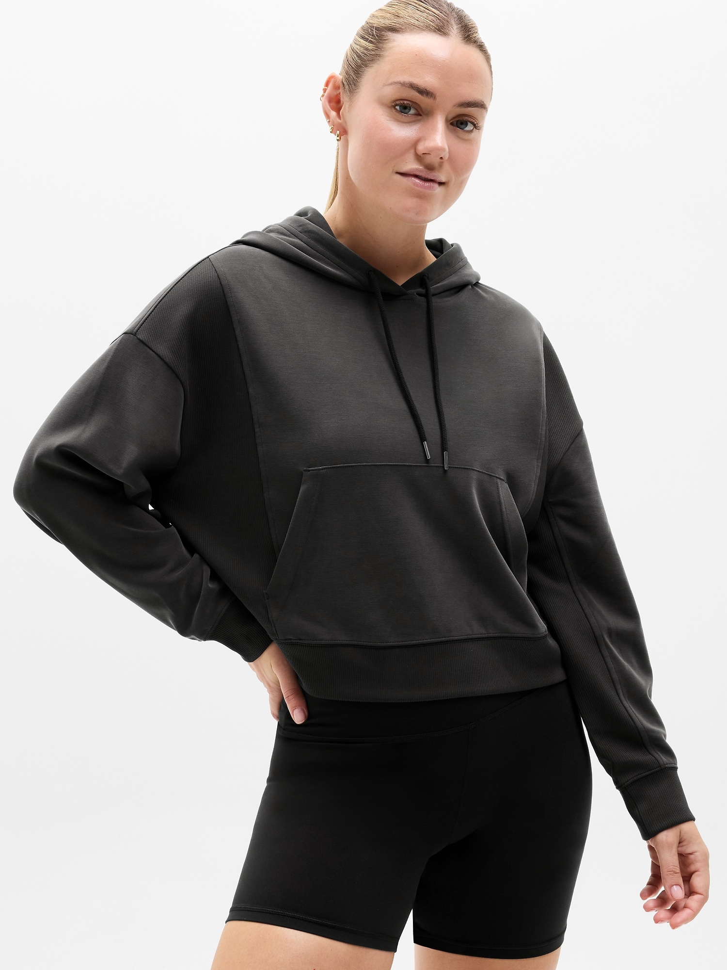 Athleta Seasoft Rib Hoodie In Black