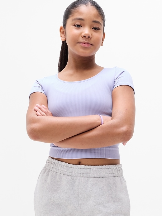 Image number 1 showing, Athleta Girl Rise Above Rib Crop Tee