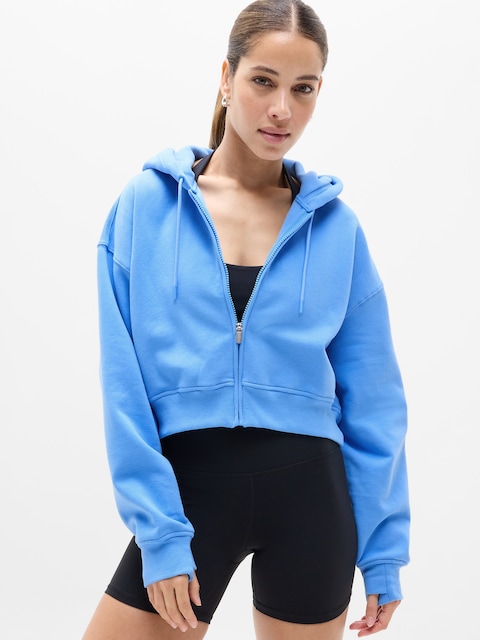 Forever Fleece Crop Full Zip - Blue