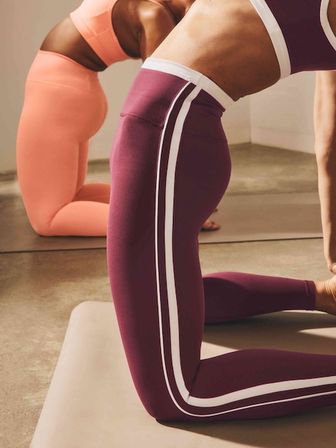 Elation Sport Stripe 7/8 Legging - Garnet/White