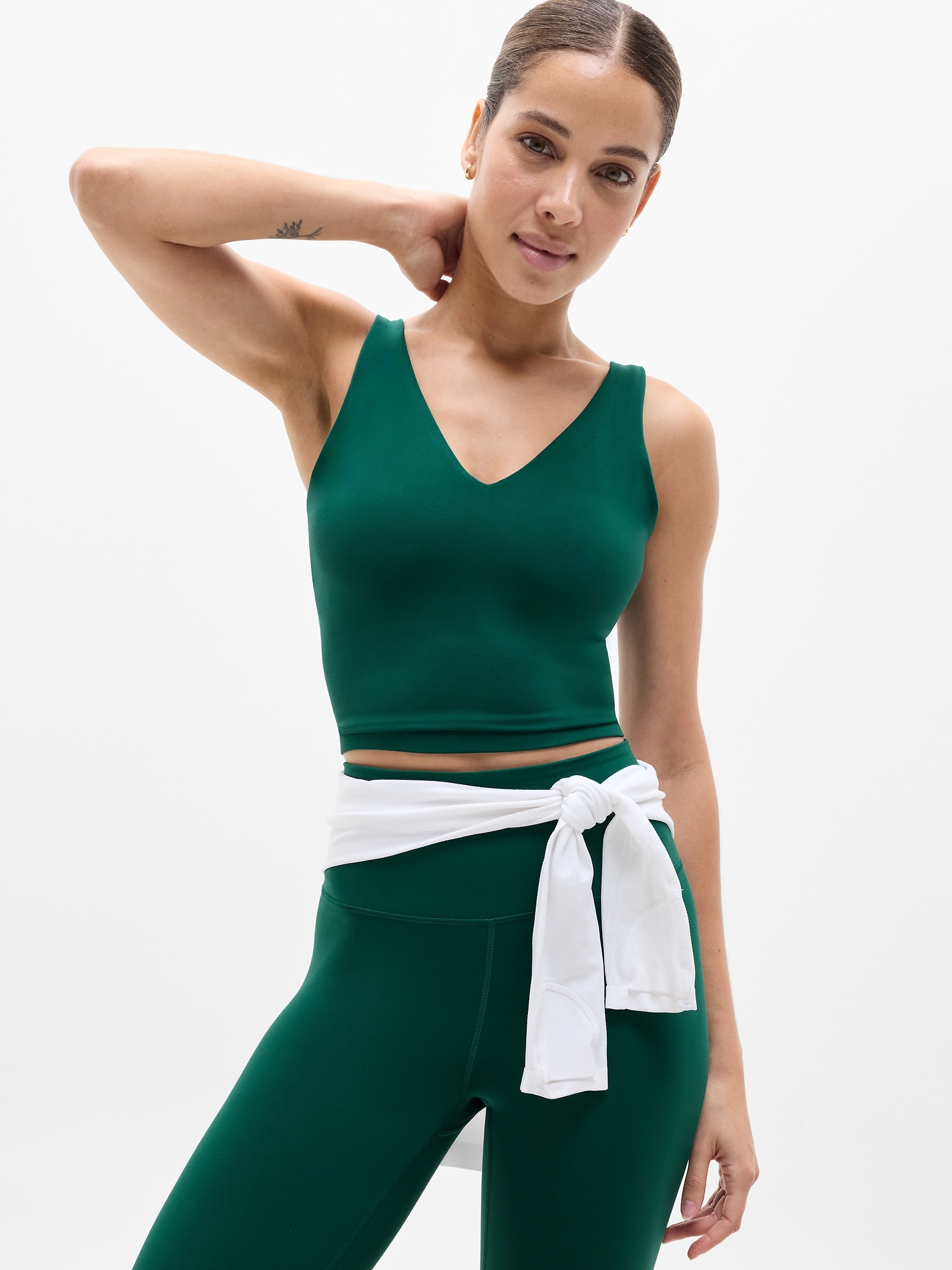 Athleta Transcend V-neck Crop Sports Bra A-c In Green