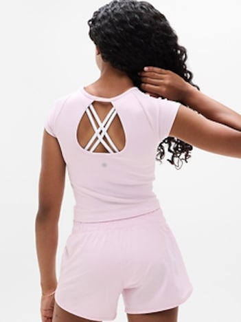 Athleta Girl Rise Above Rib Crew Cutout Tee
