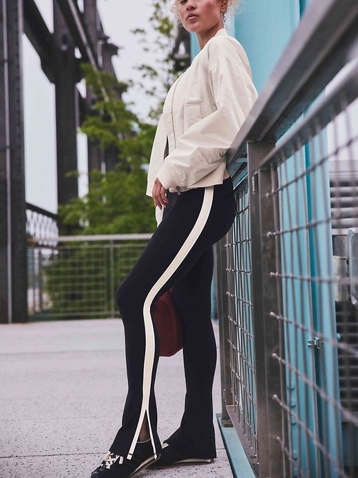 Image number 7 showing, Elation Ultra High Rise Sport Stripe Split Slim Flare