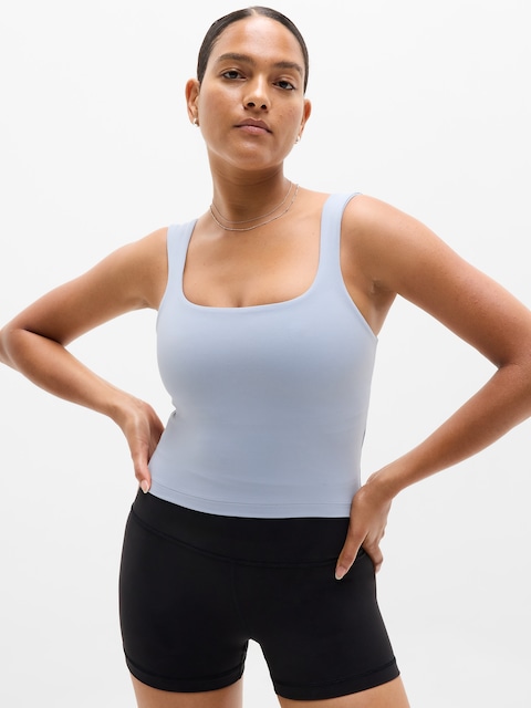 Transcend Square Neck Crop Sports Bra D-DD - Blue