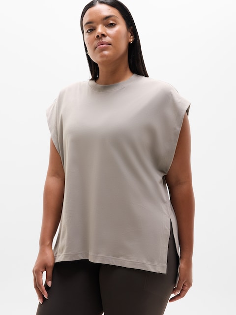 True Cotton Oversized Muscle Tee - Mortar Mushroom