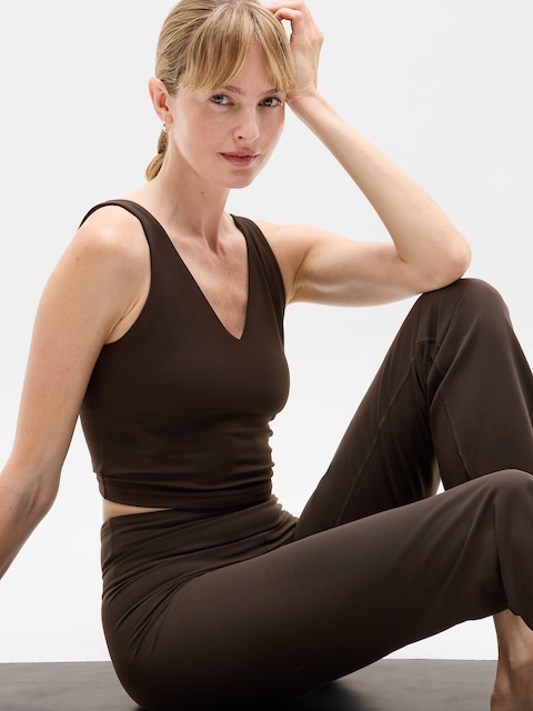 Transcend V-Neck Crop Sports Bra A-C - Truffle