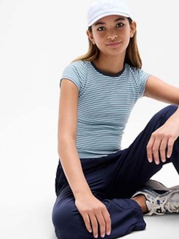 Athleta Girl Rise Above Rib Crew Cutout Tee