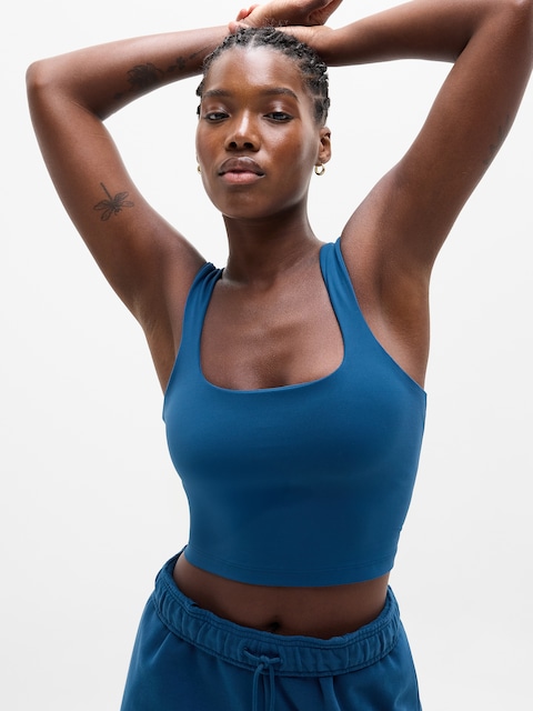 Transcend Square Neck Crop Sports Bra A-C - Maritime