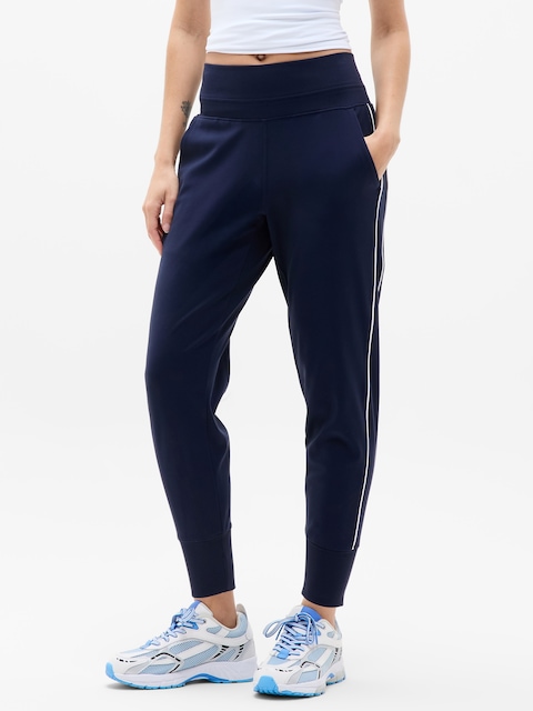 Venice High Rise Track Stripe Jogger - Navy/Bright White