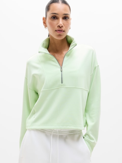 Seasoft Rib 1/4 Zip Popover - Honeydew