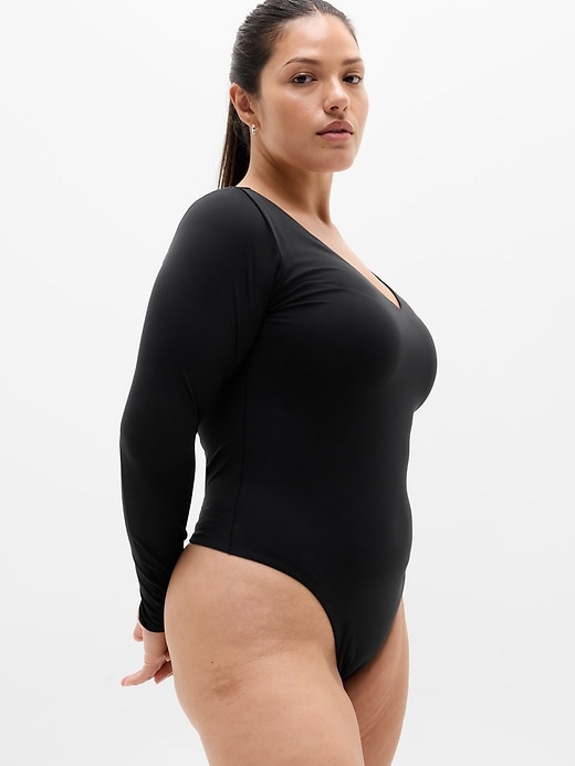 Image number 8 showing, BodyMove Plunge Long Sleeve Bodysuit