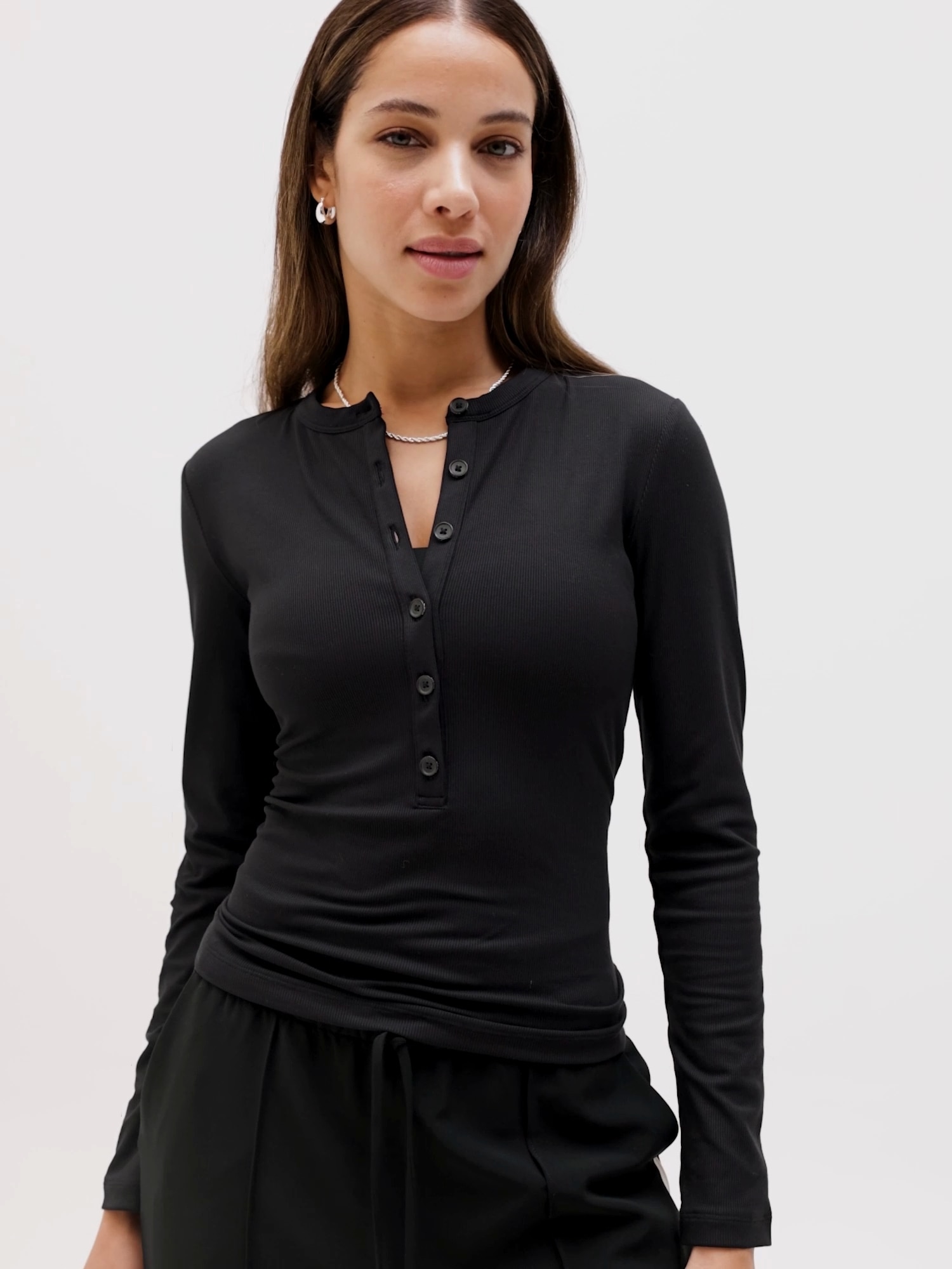 Signature Rib Long Sleeve Henley Top