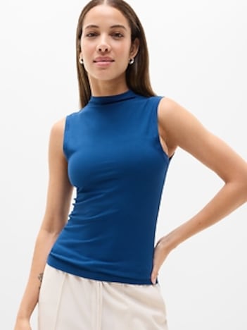 Signature Rib Mock Neck Tank