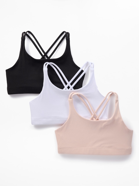 Athleta Girl Upbeat Bra 3-Pack - White/Black/Ballerina Gown