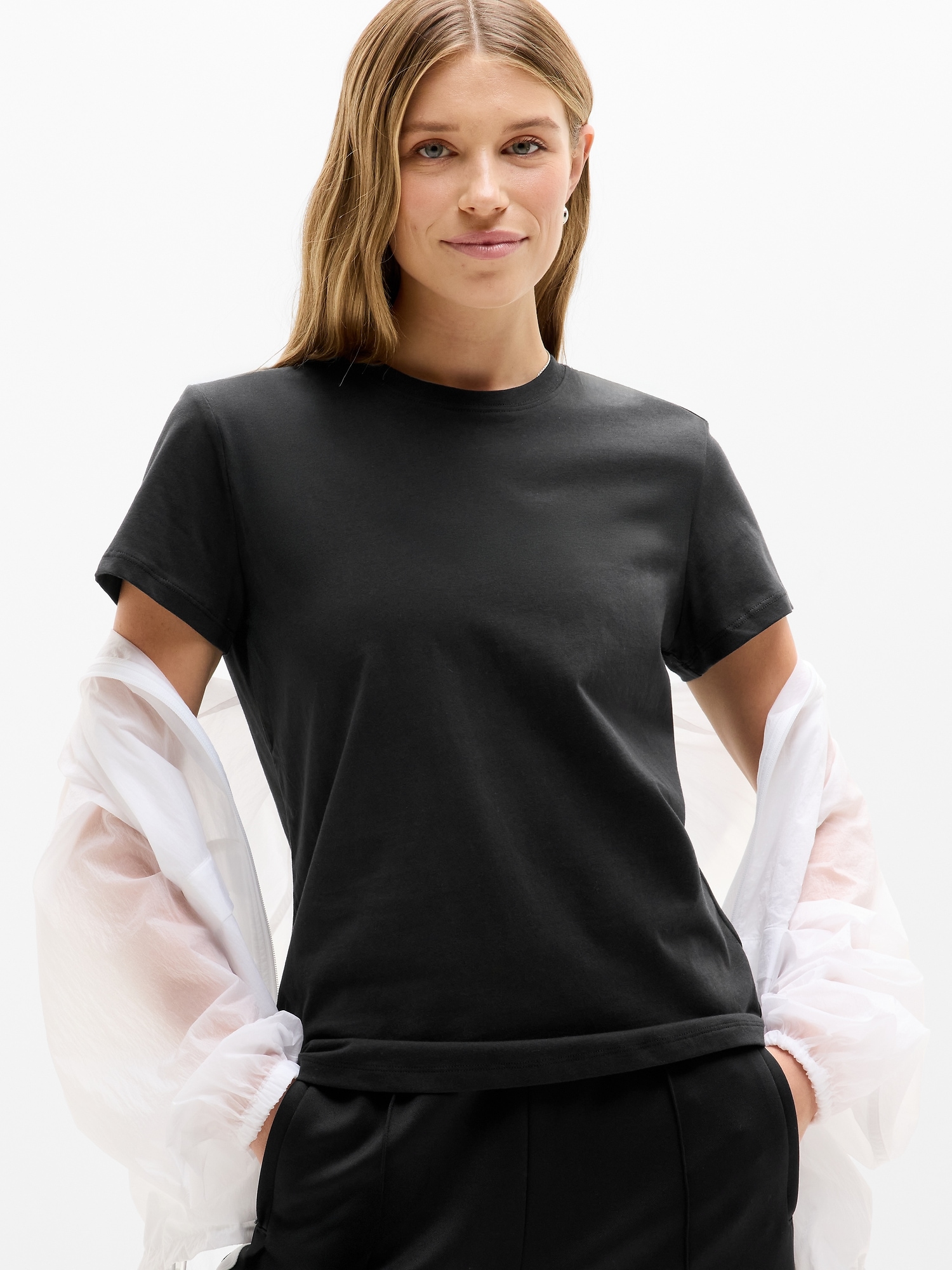 Женская футболка Athleta Favorite Cotton Classic, цвет: Чёрный