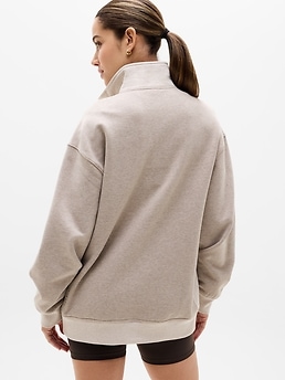 Forever Fleece 1/4 Zip Sweatshirt - Beige - image 3
