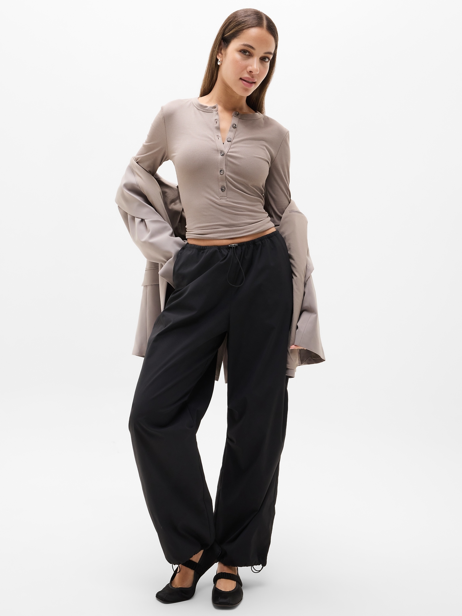 Signature Rib Long Sleeve Henley Top