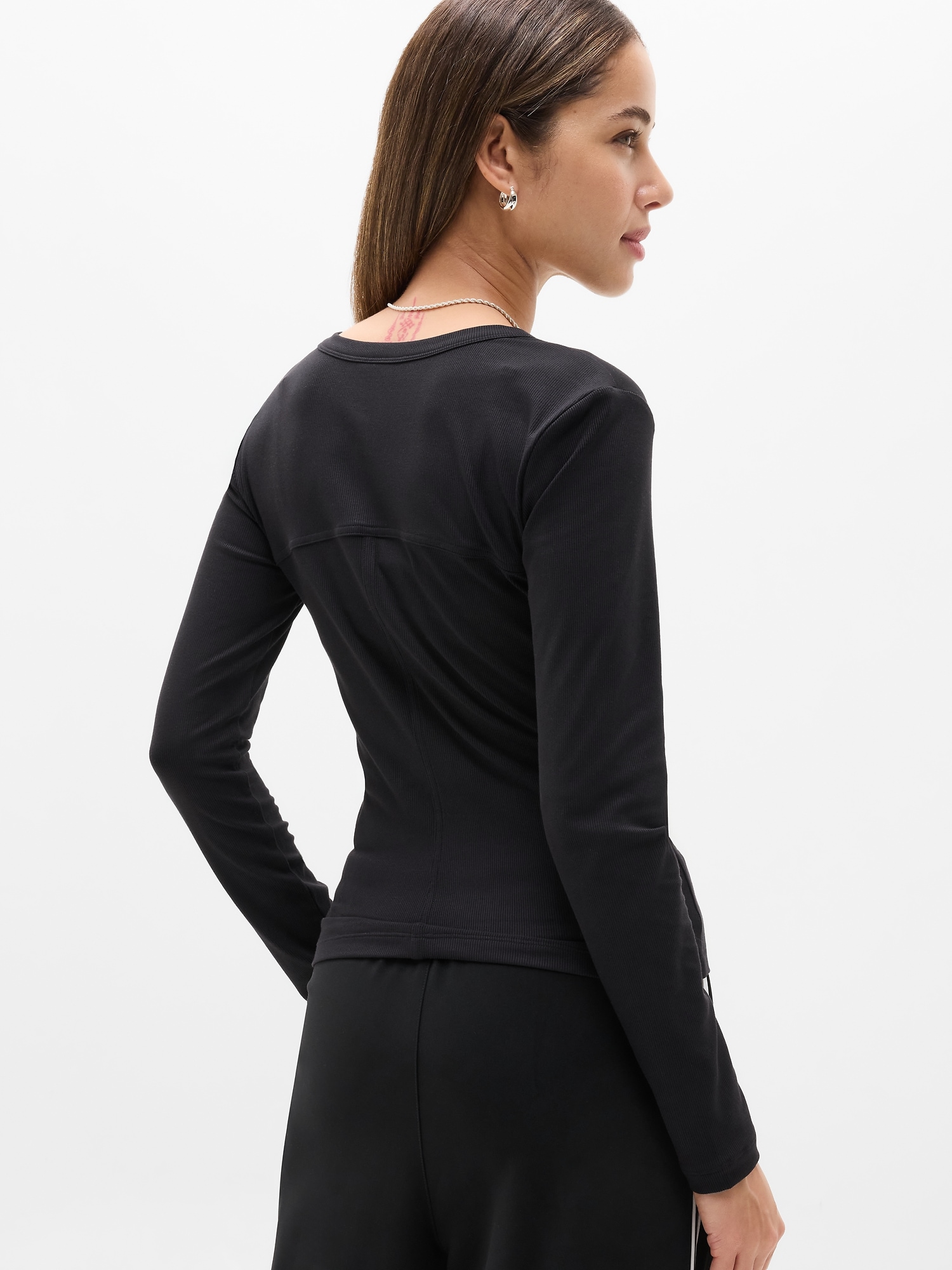Signature Rib Long Sleeve Henley Top