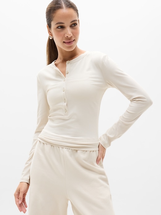 Image number 7 showing, Signature Rib Long Sleeve Henley Top