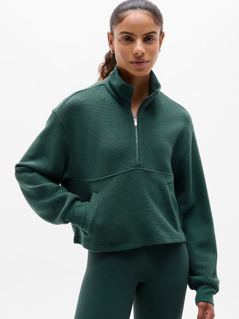 Tranquil Waffle 1/2 Zip Sweatshirt - Pine
