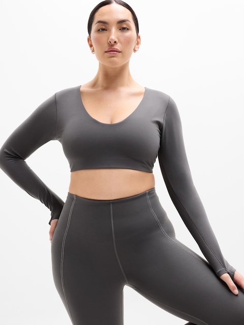 Transcend Scoop Crop Top - Shadow Grey