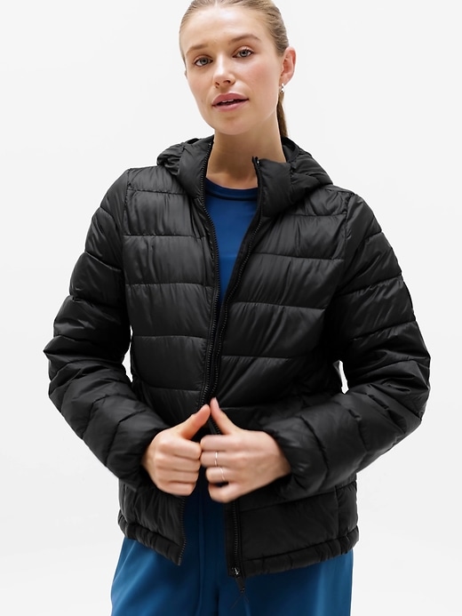 ATHLETA フード付きダウン L ブラック ATHLETA Downtown Puffer Parka Jacket Women's Size XXS Black