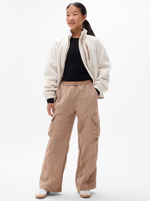 Image number 3 showing, Athleta Girl Woven Cargo Wide Leg Pant