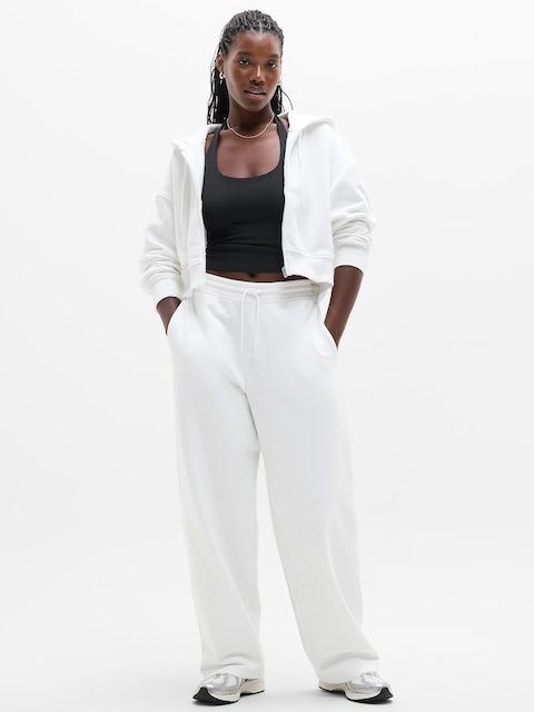 Forever Fleece Mid Rise Barrel Pant - Bright White