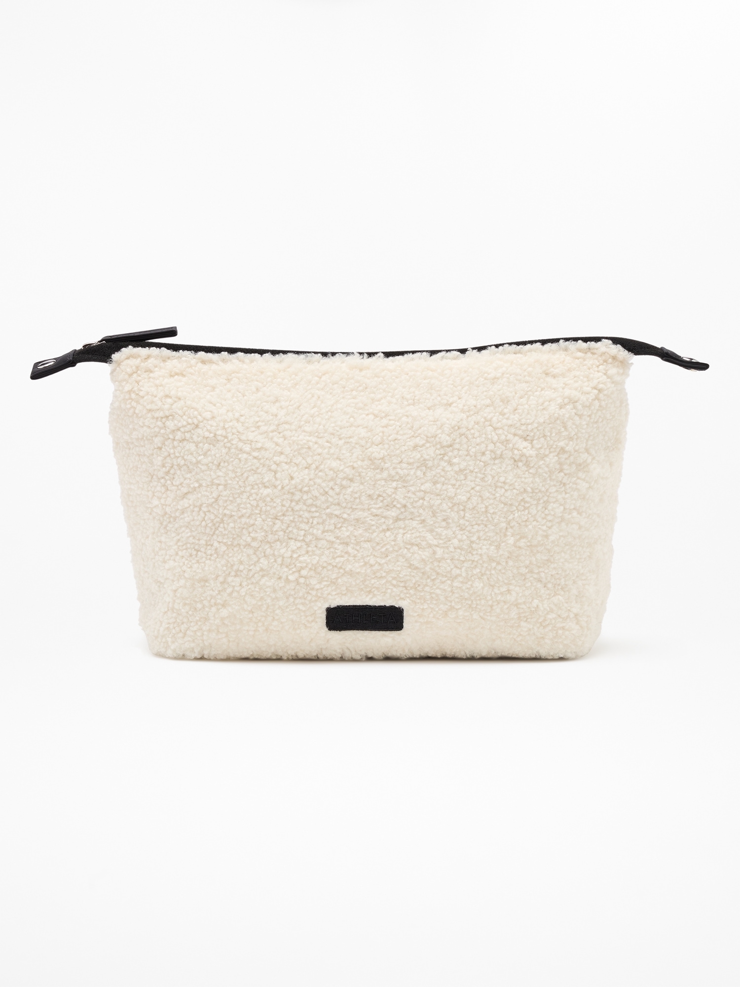 Athleta All About Sherpa Large Cosmetic Pouch In Brown