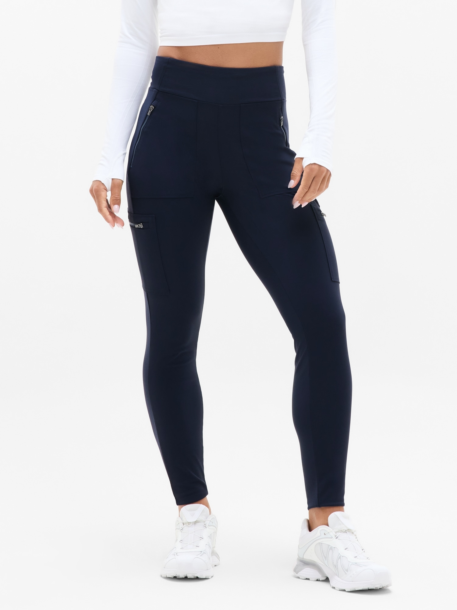 Athleta Headlands Hybrid High Rise Cargo Legging In Blue
