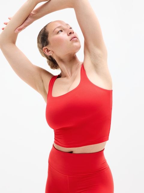 Transcend Square Neck Crop Sports Bra D-DD - Cardinal