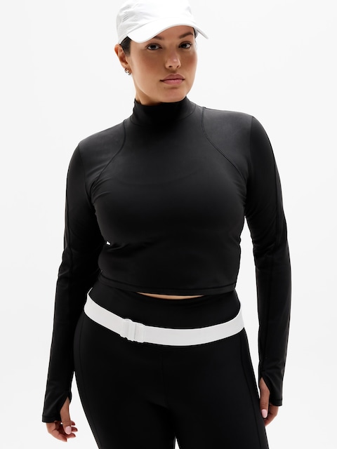 Summit Mesh Crop Top - Black