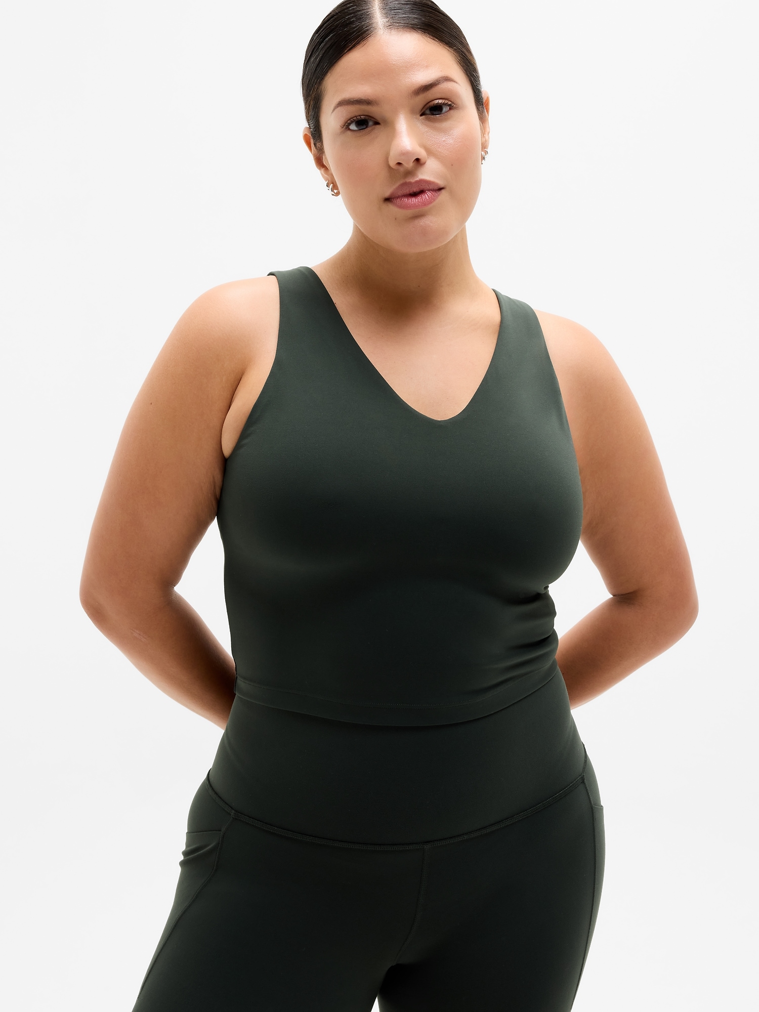 Athleta Transcend V-neck Crop Sports Bra D-dd In Green