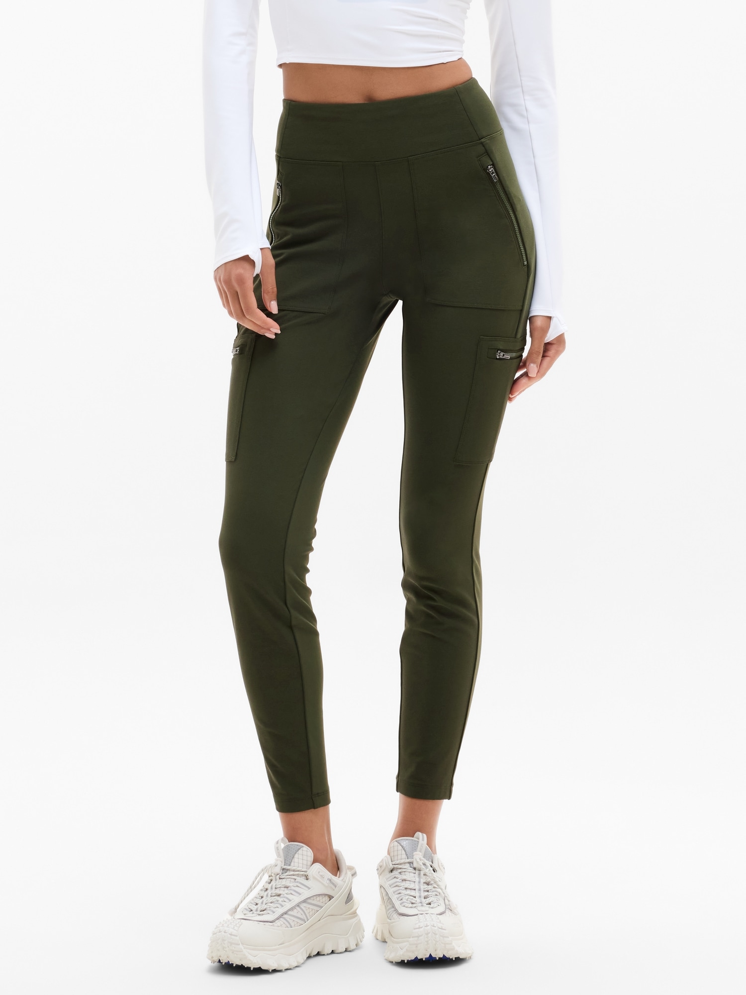 Athleta Headlands Hybrid High Rise Cargo Legging In Green