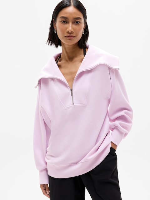 Ottoman Rib 1/4 Zip Sweatshirt - Primrose