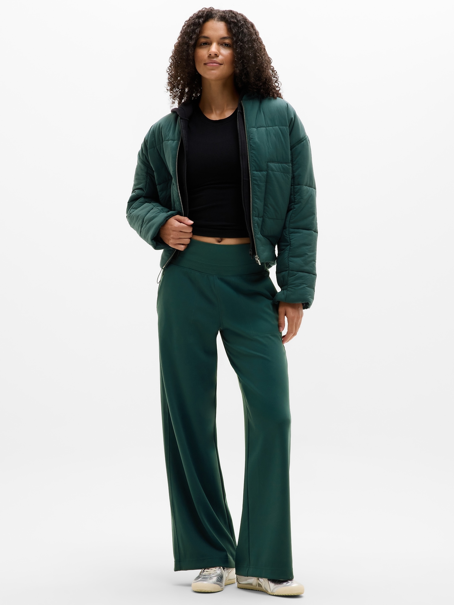 Athleta Venice High Rise Wide Leg Pant In Green