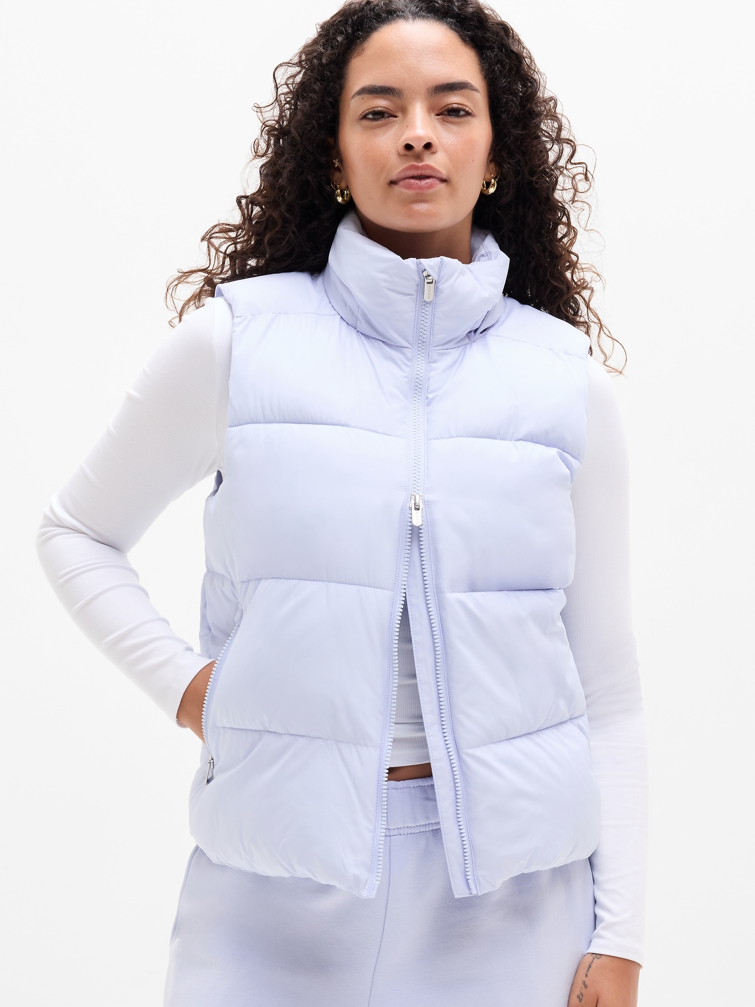 Athleta Stratus Puffer Vest In Blue