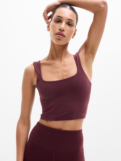 Transcend Square Neck Crop Sports Bra A-C - Garnet