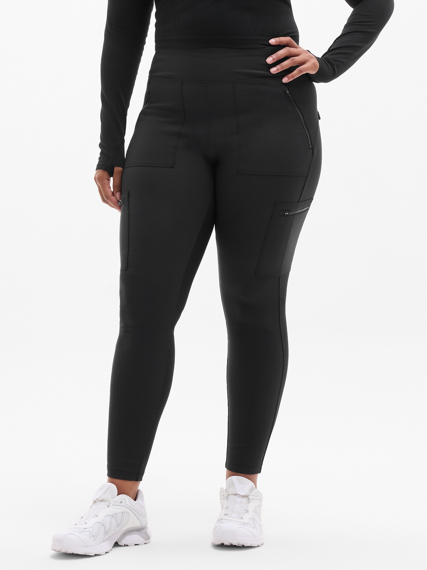Athleta Headlands Hybrid High Rise Cargo Legging In Black