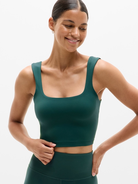 Transcend Square Neck Crop Sports Bra A-C - Pine