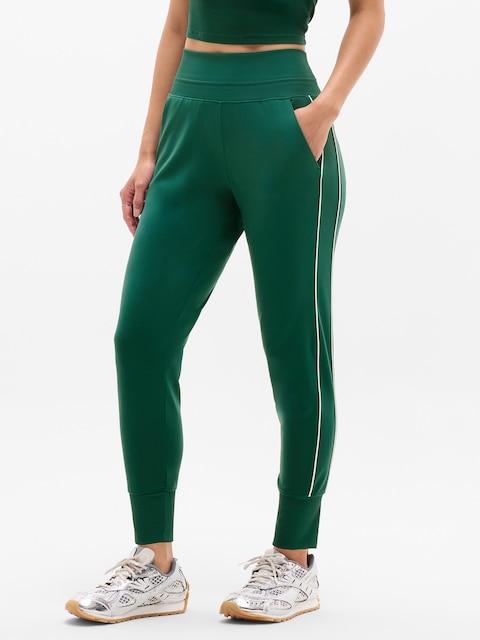 Venice High Rise Track Stripe Jogger - Veridian